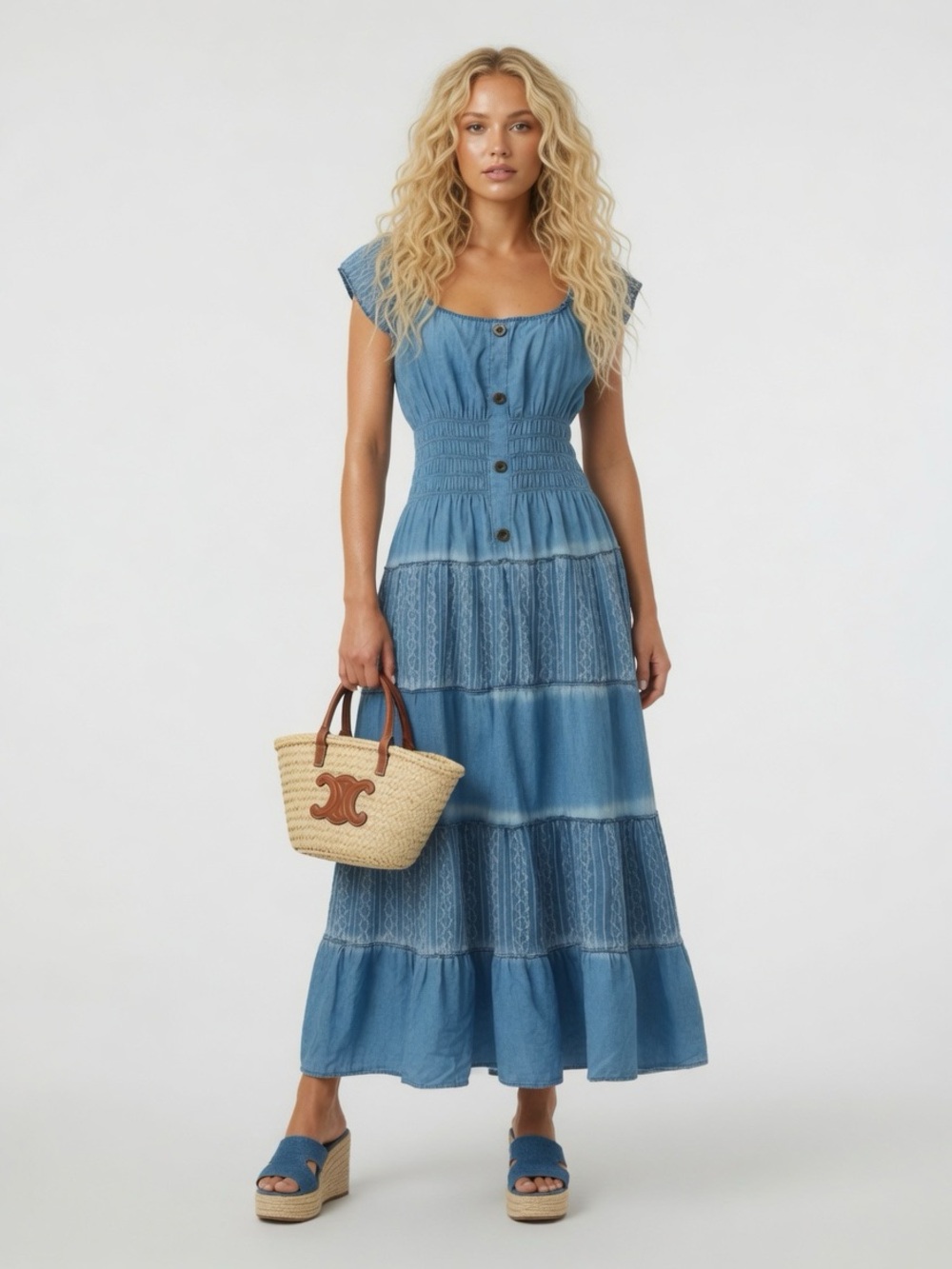 Blue Denim Maxi Dress